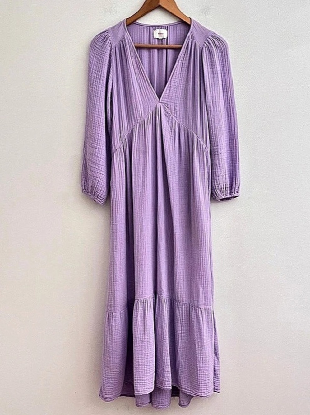 Xirena Leyla Dress V-Neck Maxi Dress Purple Size Small Cotton Gauze